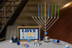menorah and Hanukkah decorations