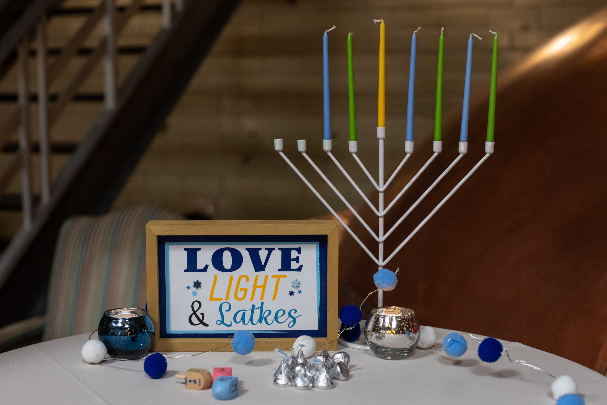 menorah and Hanukkah decorations