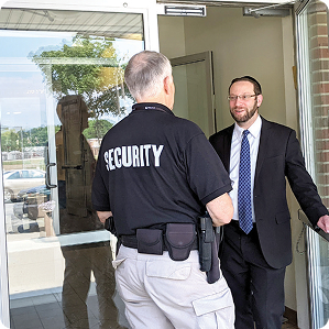 Security staff visiting Yeshiva Elementary School.