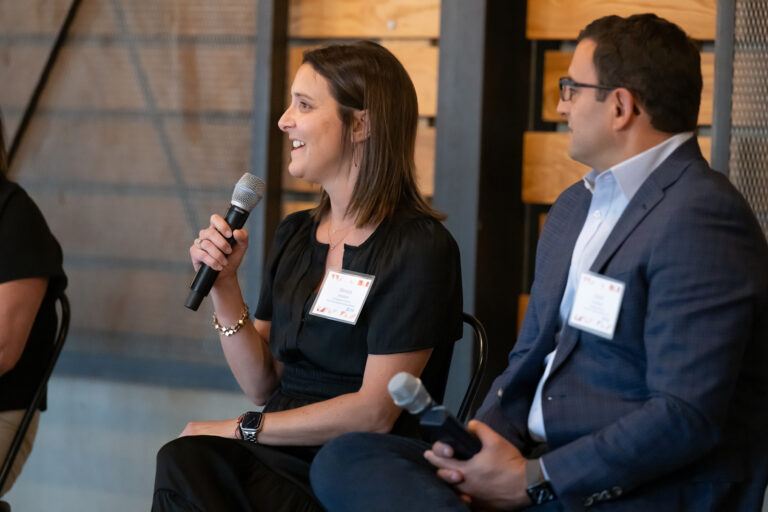 professional woman with microphone