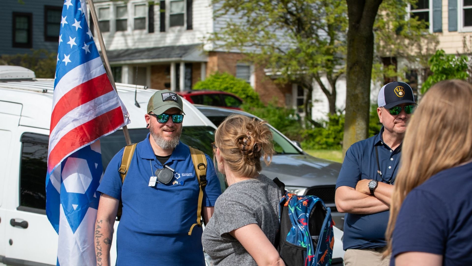WJSN officer smiling at a woman