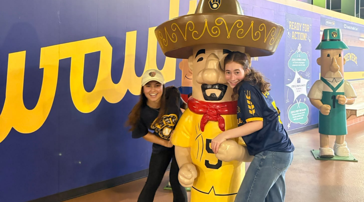 Two women at a Milwaukee Brewers game.