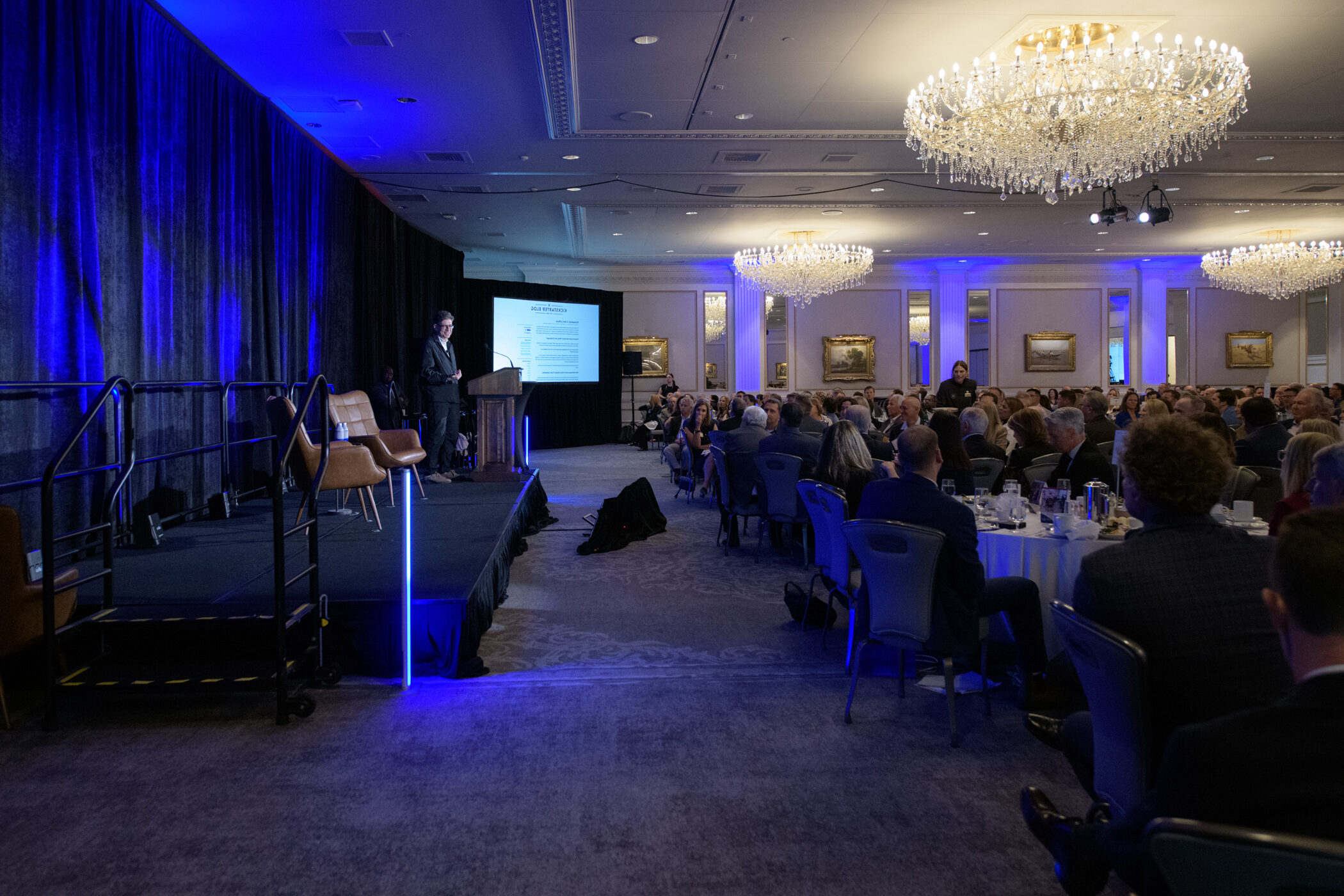 Large ballroom during a corporate event