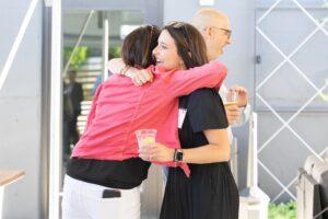 Two women hugging