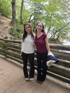 Two women in the forest